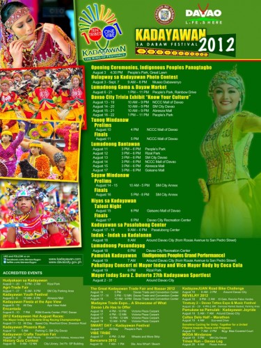 official poster of kadayawan festival 2012 with event schedules