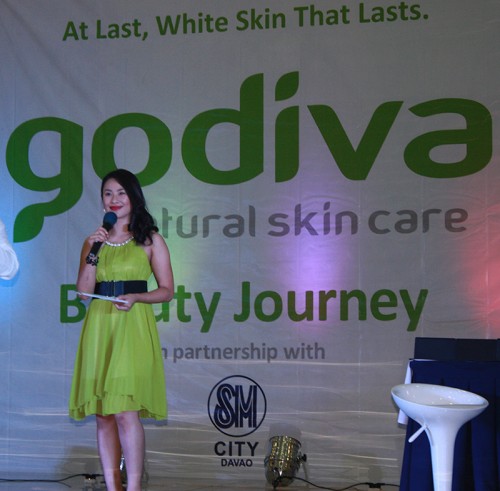 ms. claudette centeno hosting the Godiva skin care product launching