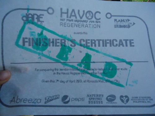 death certificate at the havoc fun run