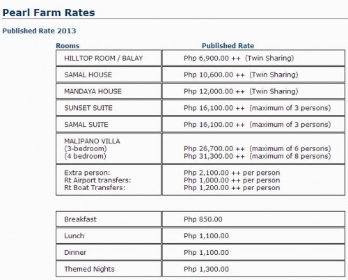 pearl farm beach resort room rates