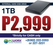 P2,999 for 1TB Toshiba, Apacer, Hitachi Touro, or Transcend External Hard Disk